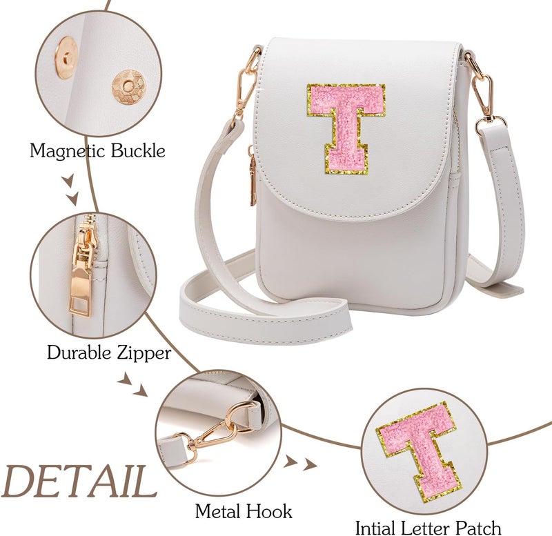 Viverte Crossbody Purse for Teen Girls Small Initial Cell Phone Toddler Purse Leather Triple Compartment Crossbody Bags - Image 5